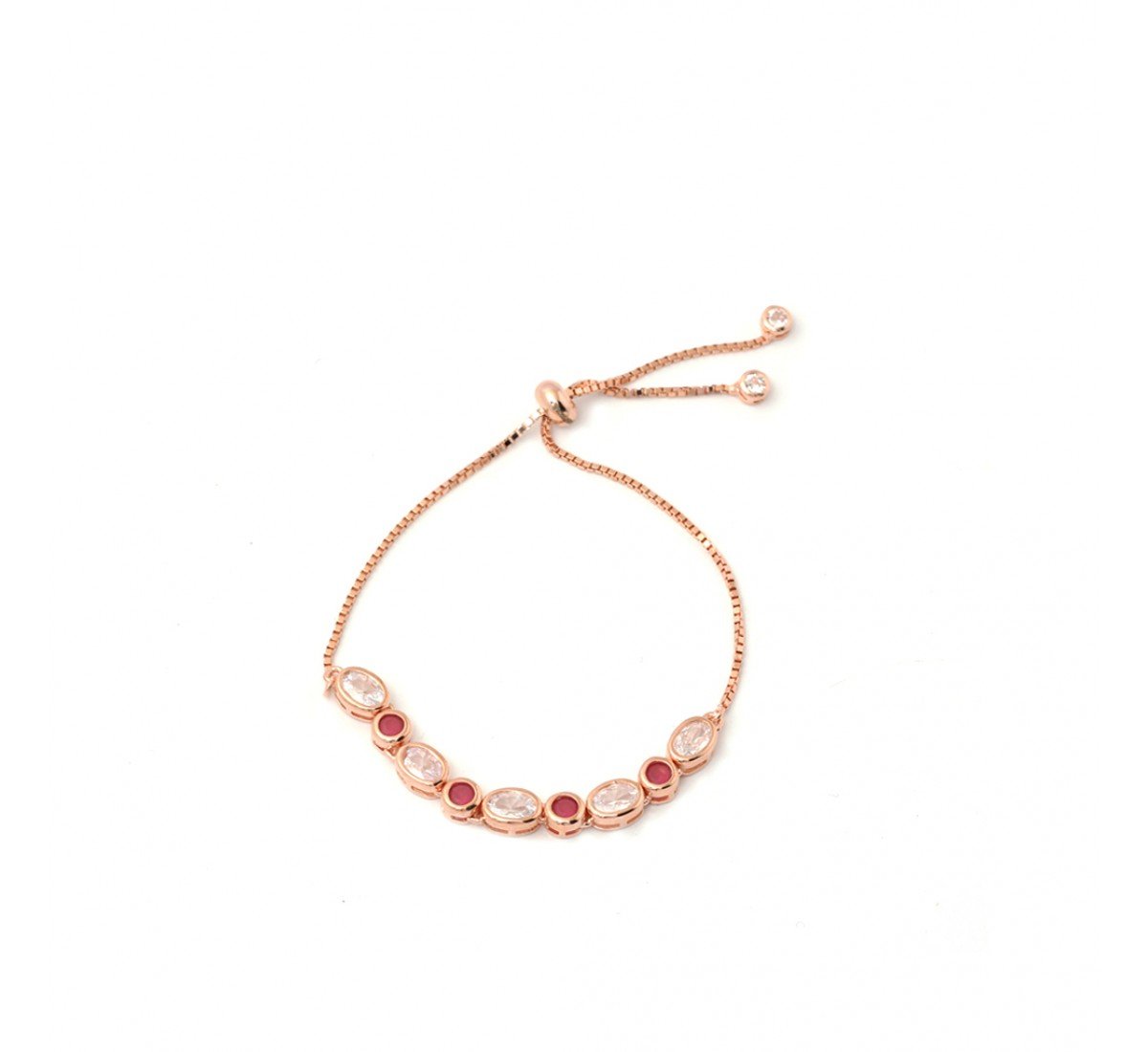 Rose Gold Matisse With Red And White Stone Bracelet