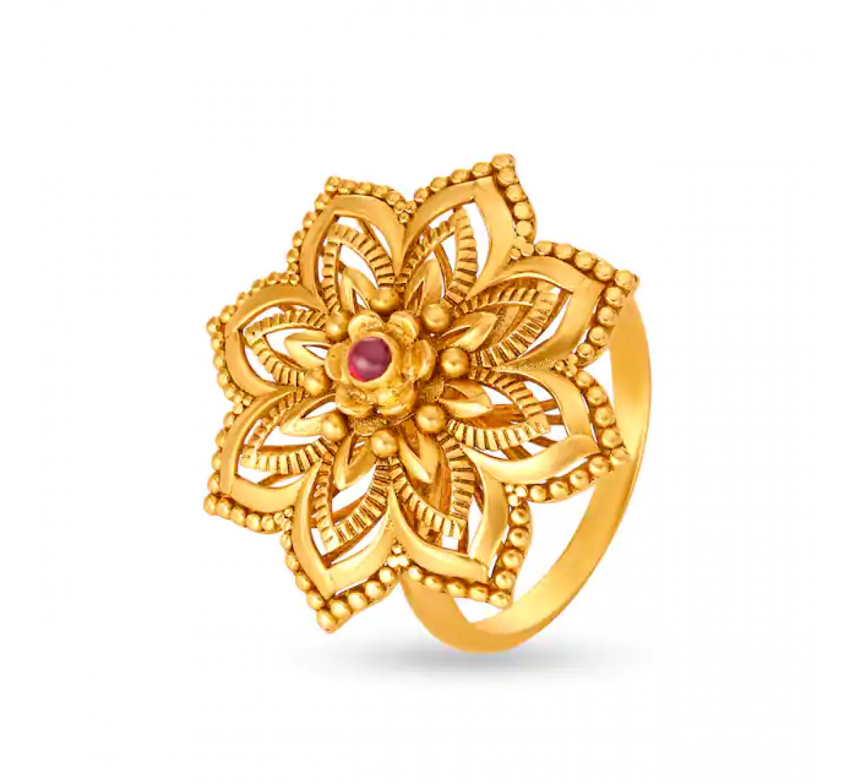 Ornamented Flower Gold Ring