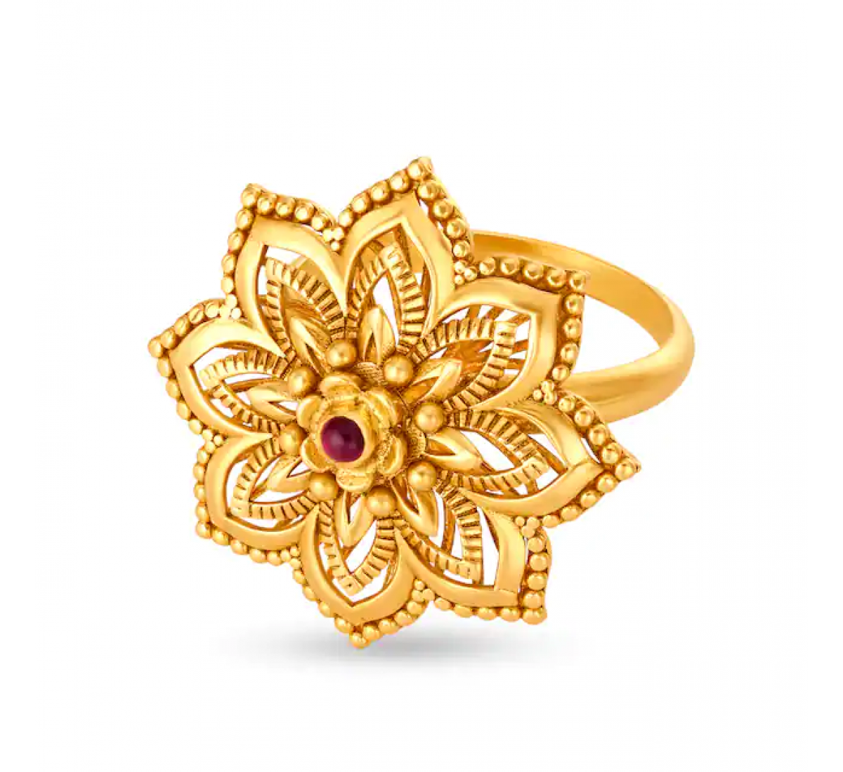 Ornamented Flower Gold Ring