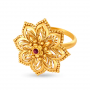 Ornamented Flower Gold Ring