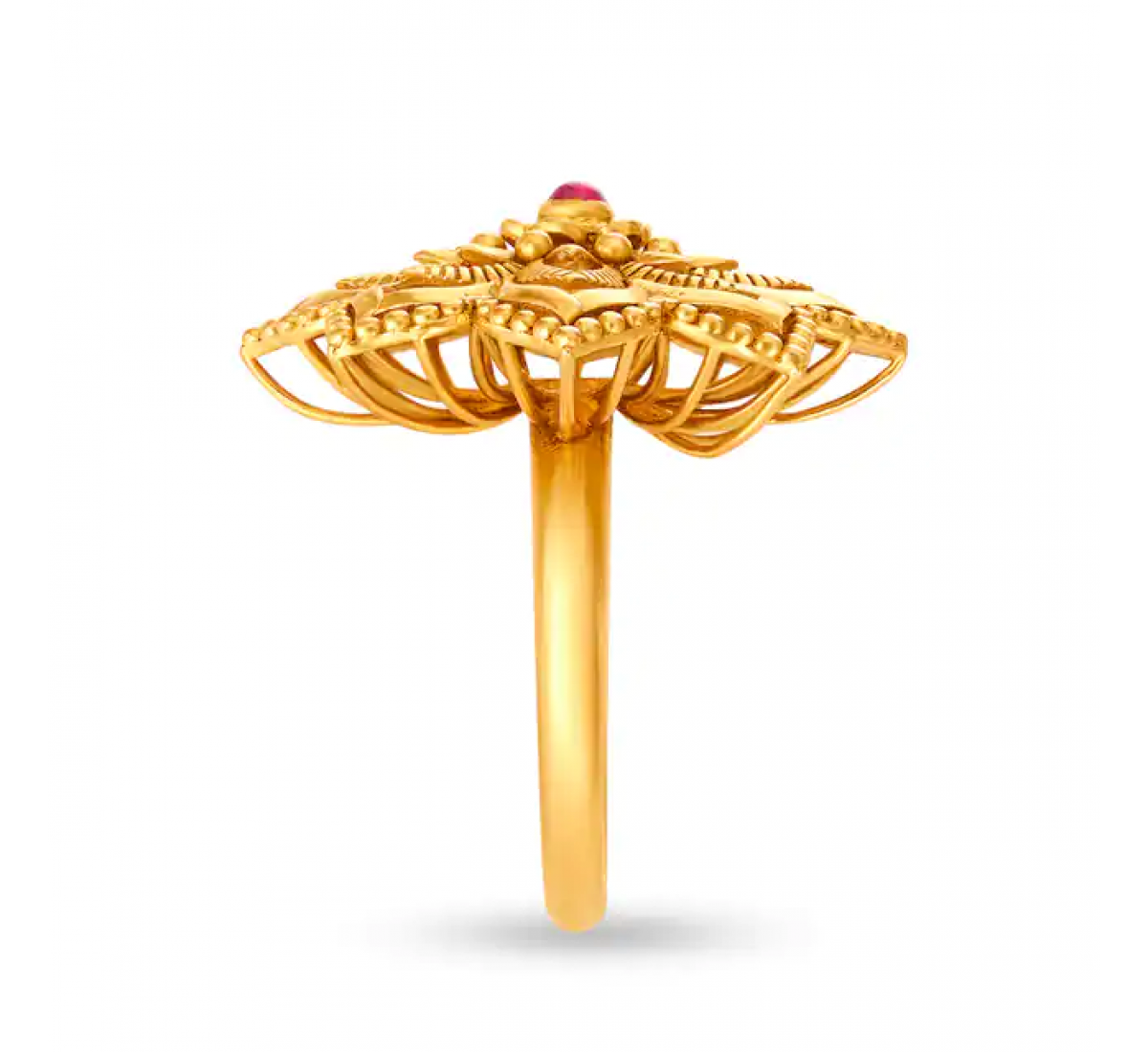 Ornamented Flower Gold Ring