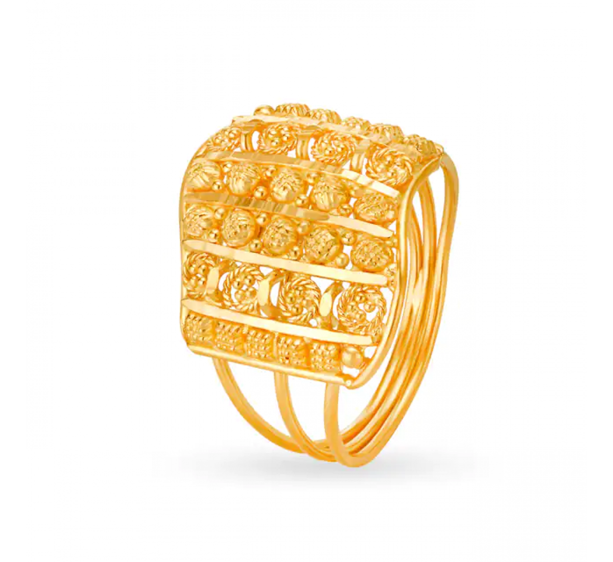 Broad Wave Pattern Gold Ring