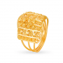 Broad Wave Pattern Gold Ring