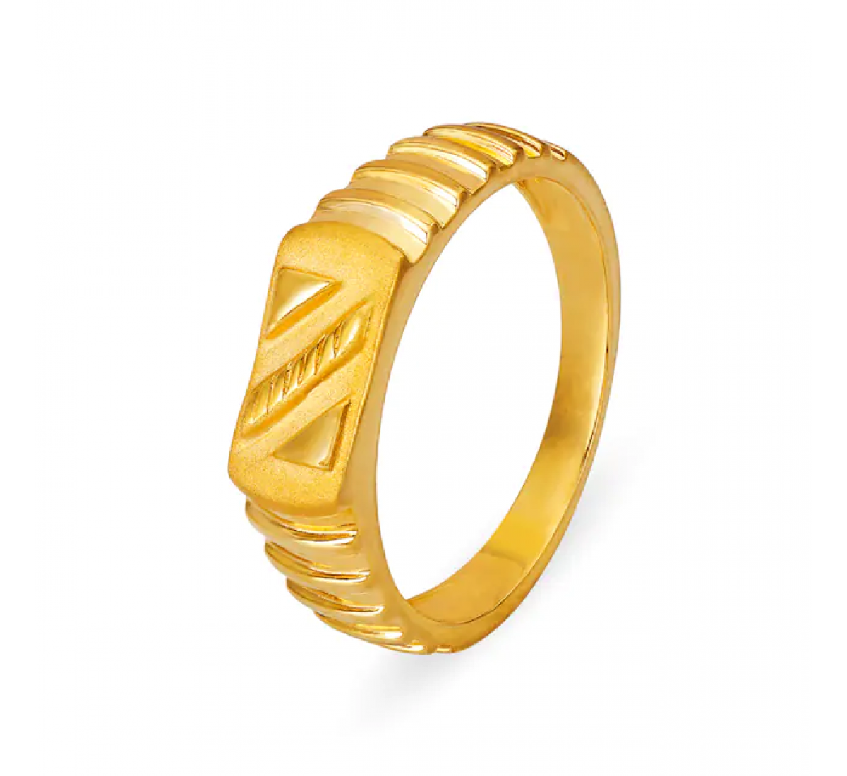 Edgy Gold Ridge Patterned Ring