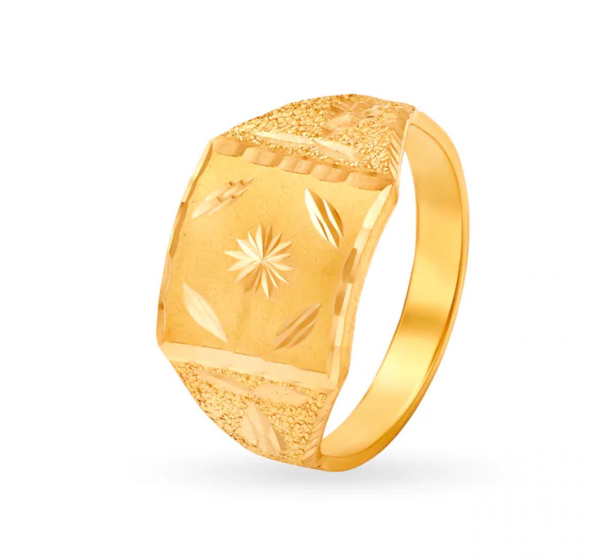 Engraved Geometric Gold Ring