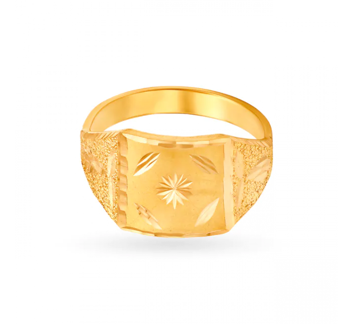 Engraved Geometric Gold Ring