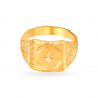 Engraved Geometric Gold Ring