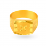 Geometric Embossed Gold Ring