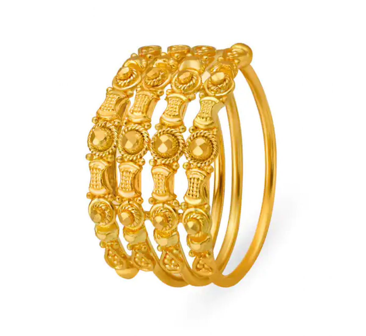 Four Band Carved Gold Ring