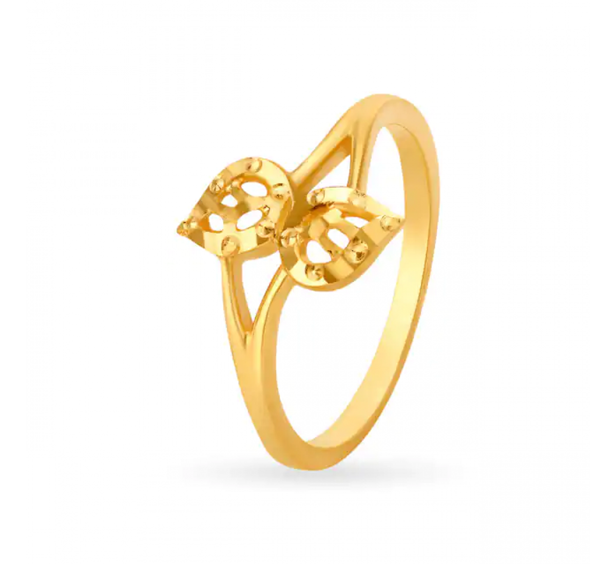 Charming Dual Leaf Gold Ring