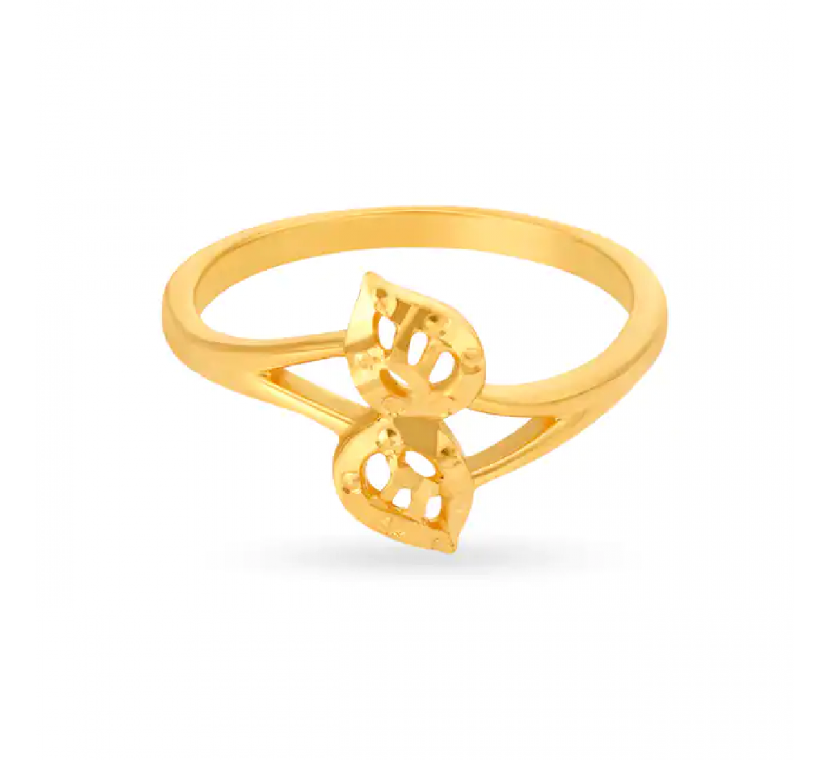 Charming Dual Leaf Gold Ring