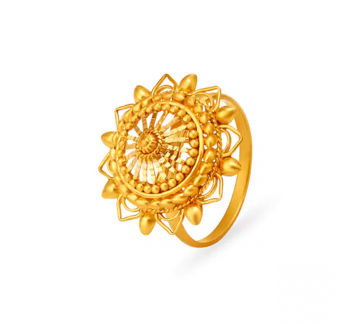 Stately Burfi Floral Gold Ring