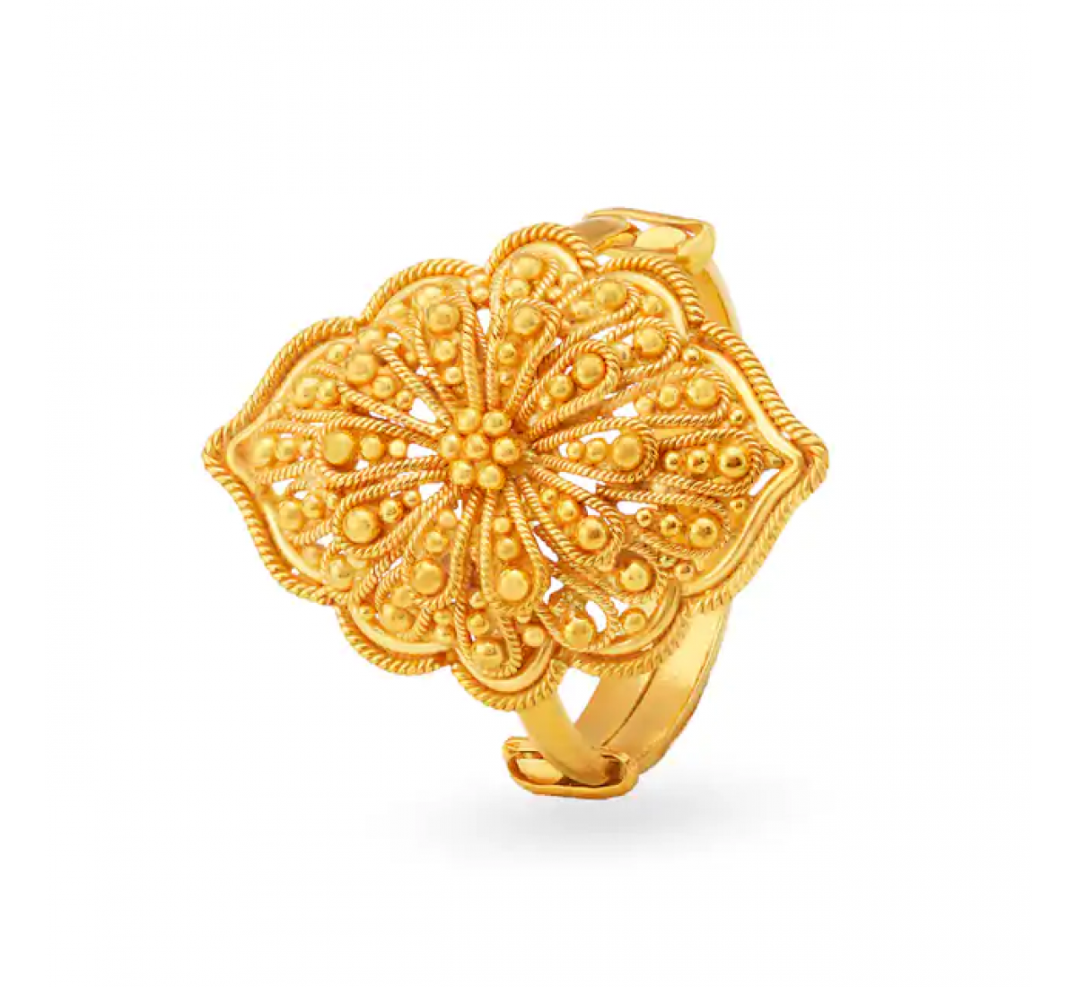 Floral Gold Burfi Ring