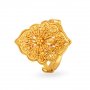 Floral Gold Burfi Ring