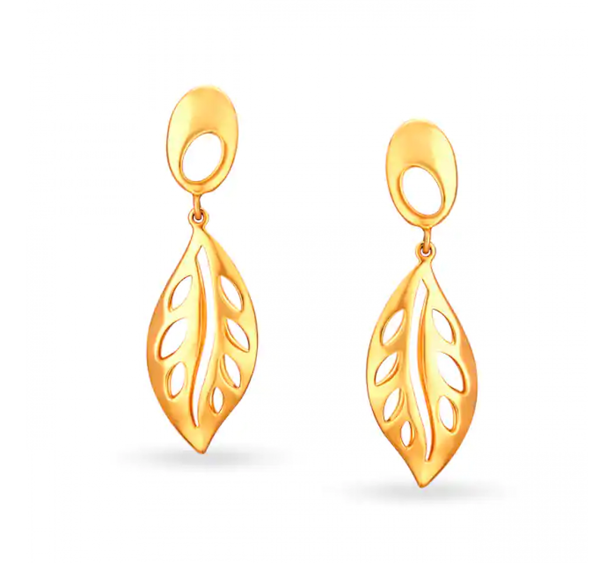 Quill Motif Drop Gold Earrings