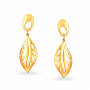 Quill Motif Drop Gold Earrings