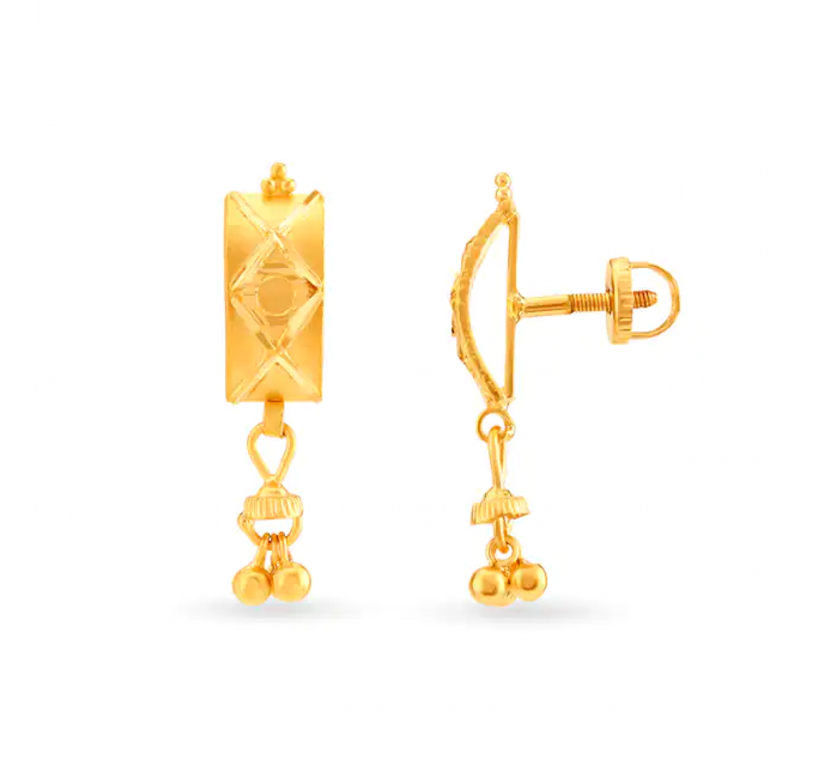 14K Gold U Link Drop Earrings