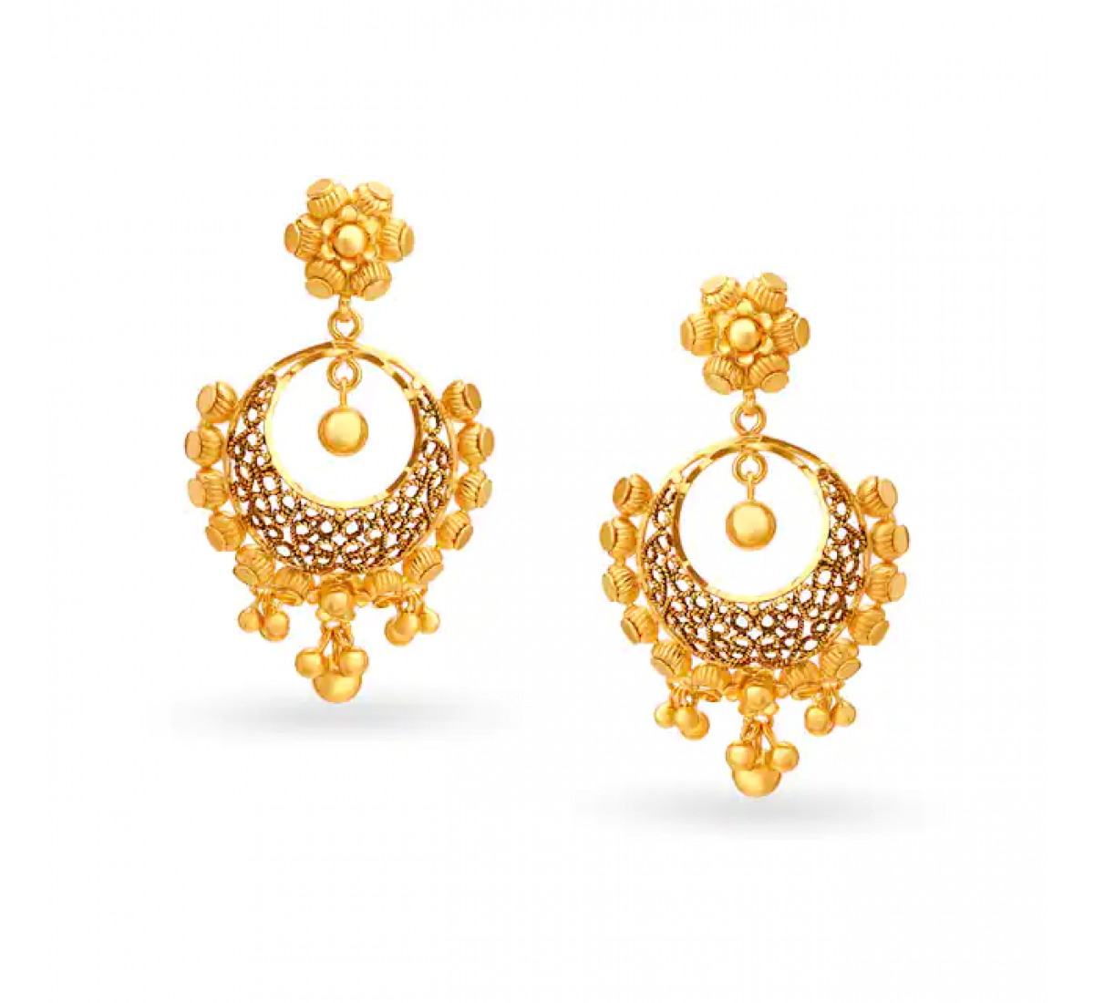 Mega Beaded Drop Gold Earrings