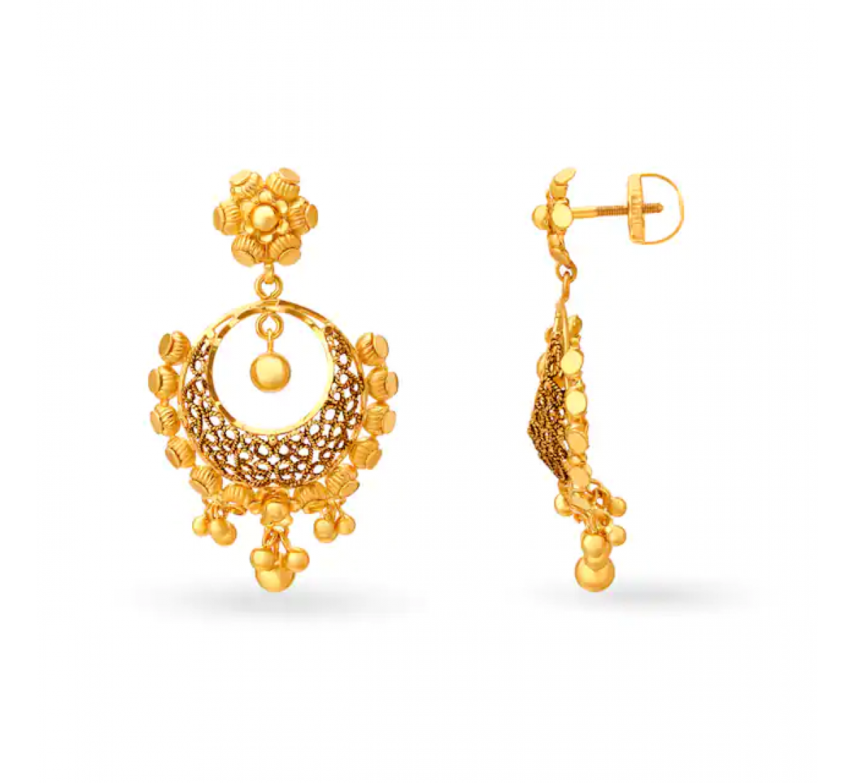 Mega Beaded Drop Gold Earrings