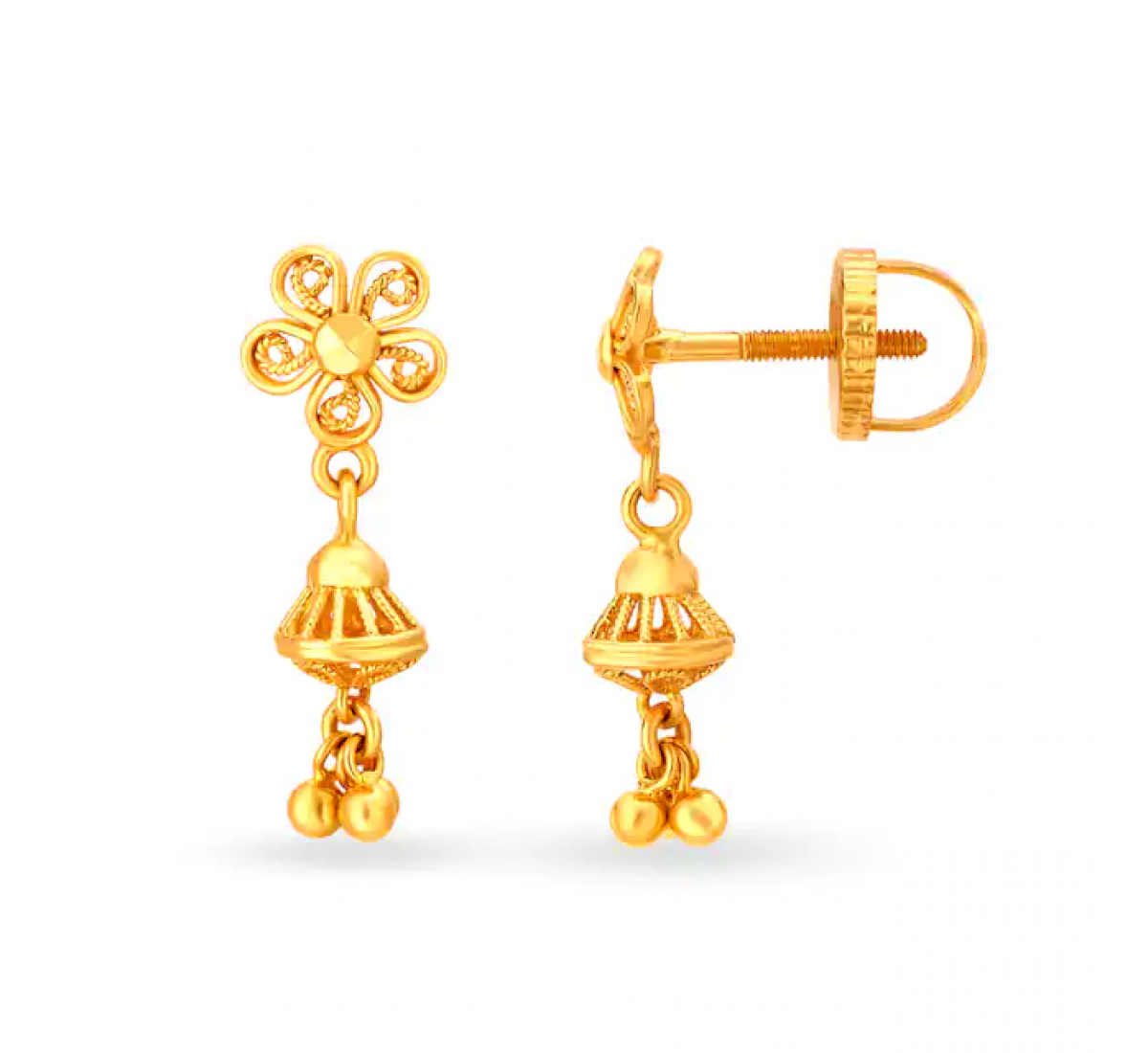 Jiya Floral Drop Gold Earrings