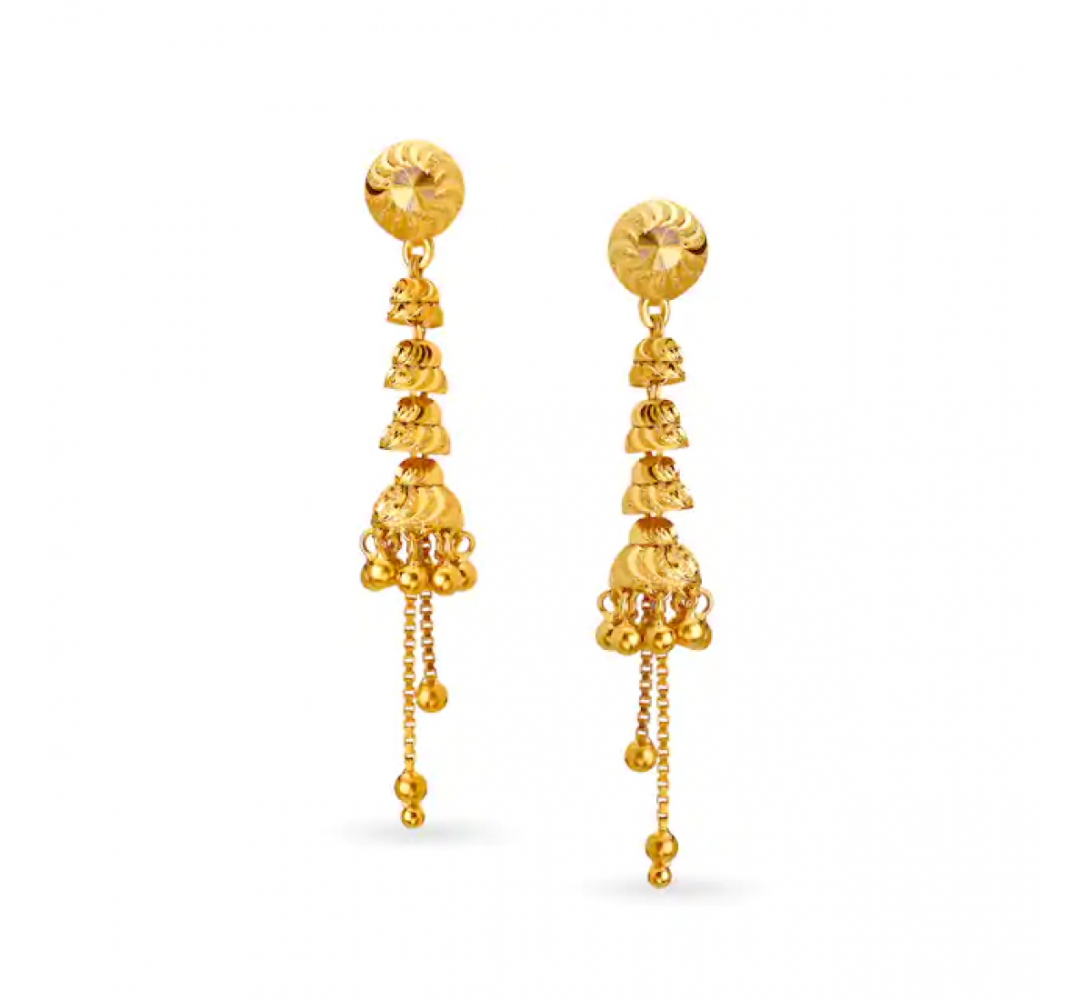 Shimmering Drop Gold Earrings