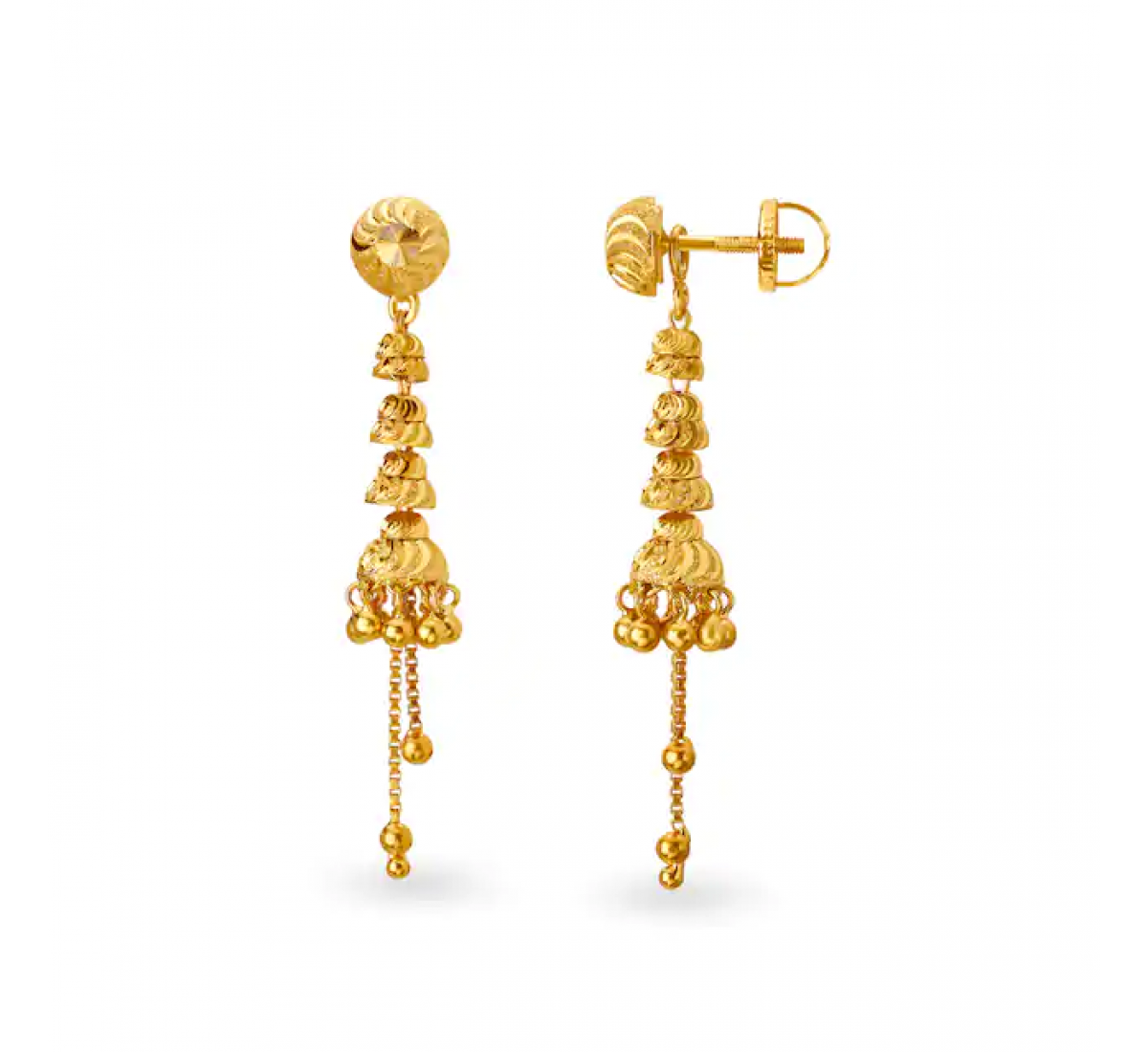 Shimmering Drop Gold Earrings