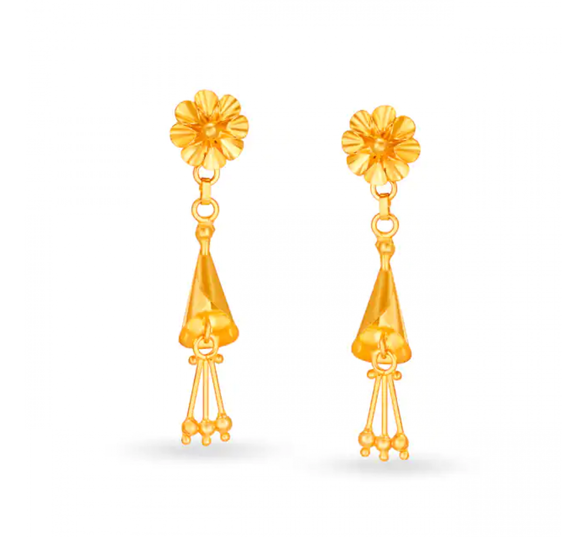 Hema Floral Drop Gold Earrings