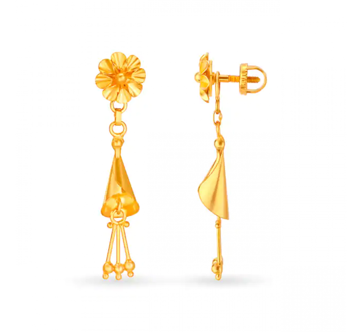 Hema Floral Drop Gold Earrings