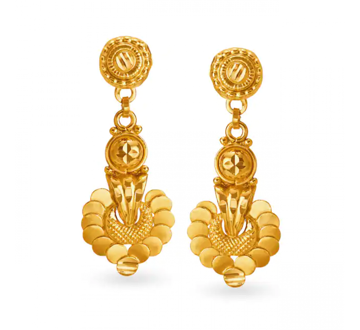 Shop Rubans 24K Gold Plated Handcrafted Drop Earrings With Circular Design,  Pearls And Beads Online at Rubans