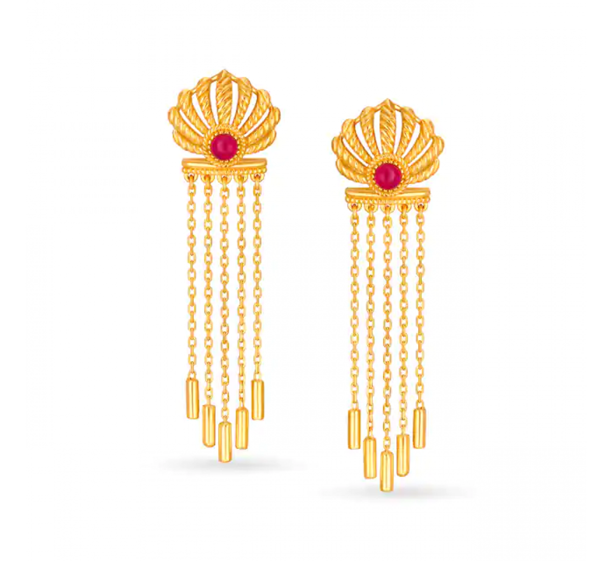 Tasselled Drop Gold Earrings