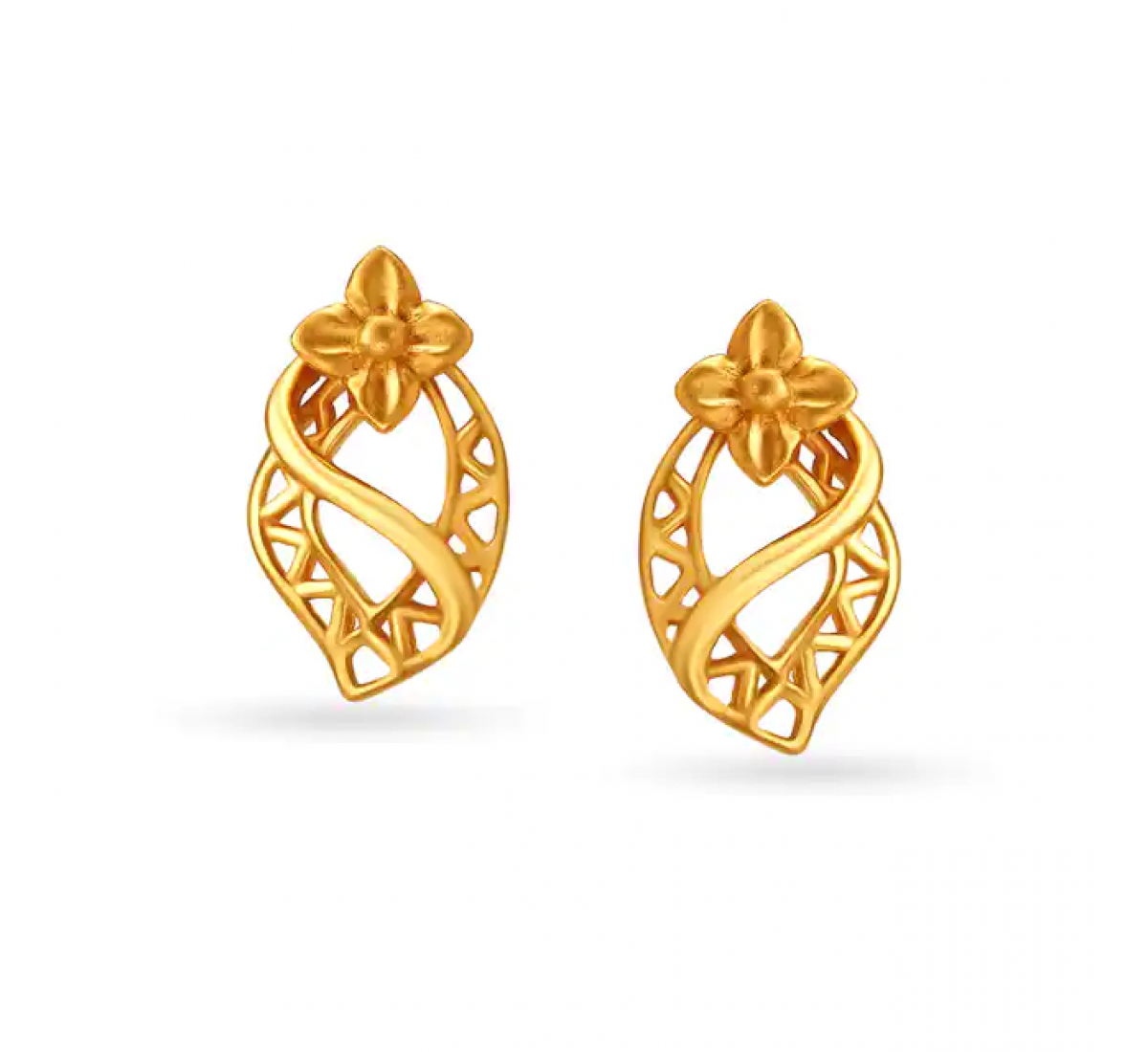 Glamorous Floral Gold Studs