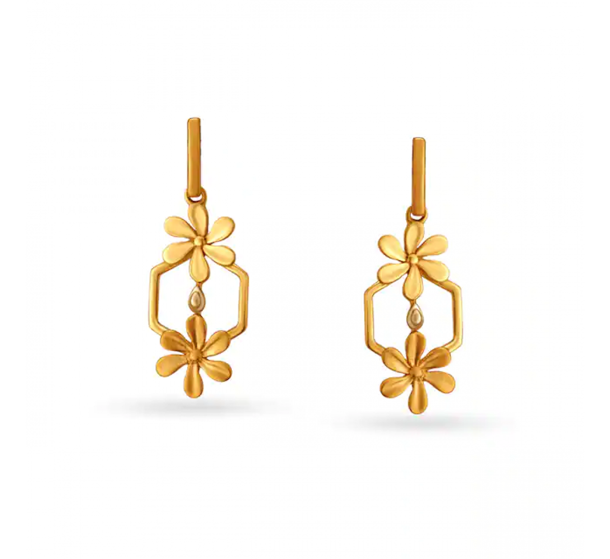 Alluring Floral Gold Earrings