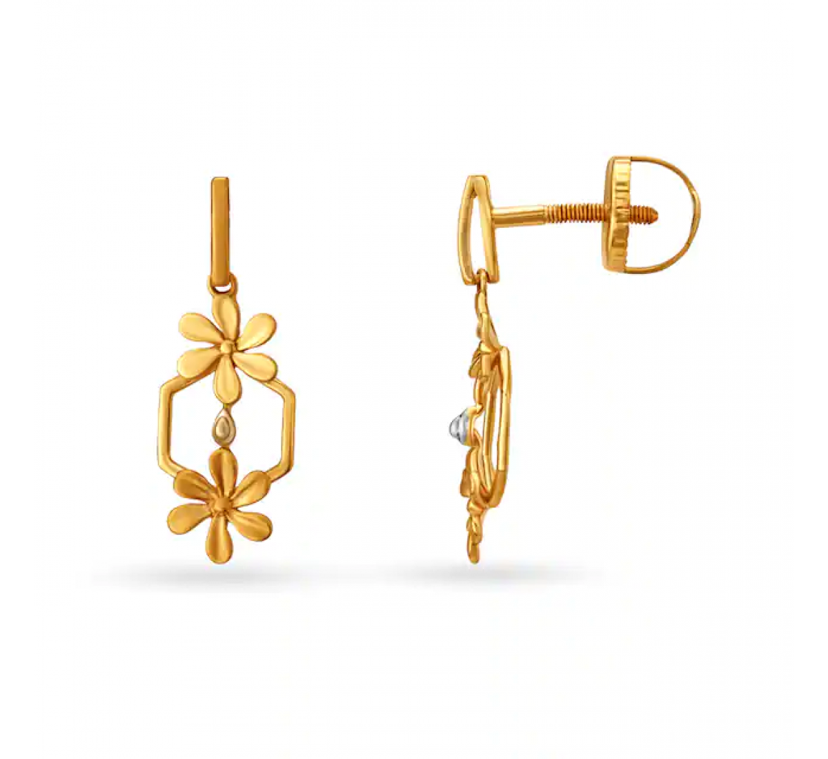 Alluring Floral Gold Earrings