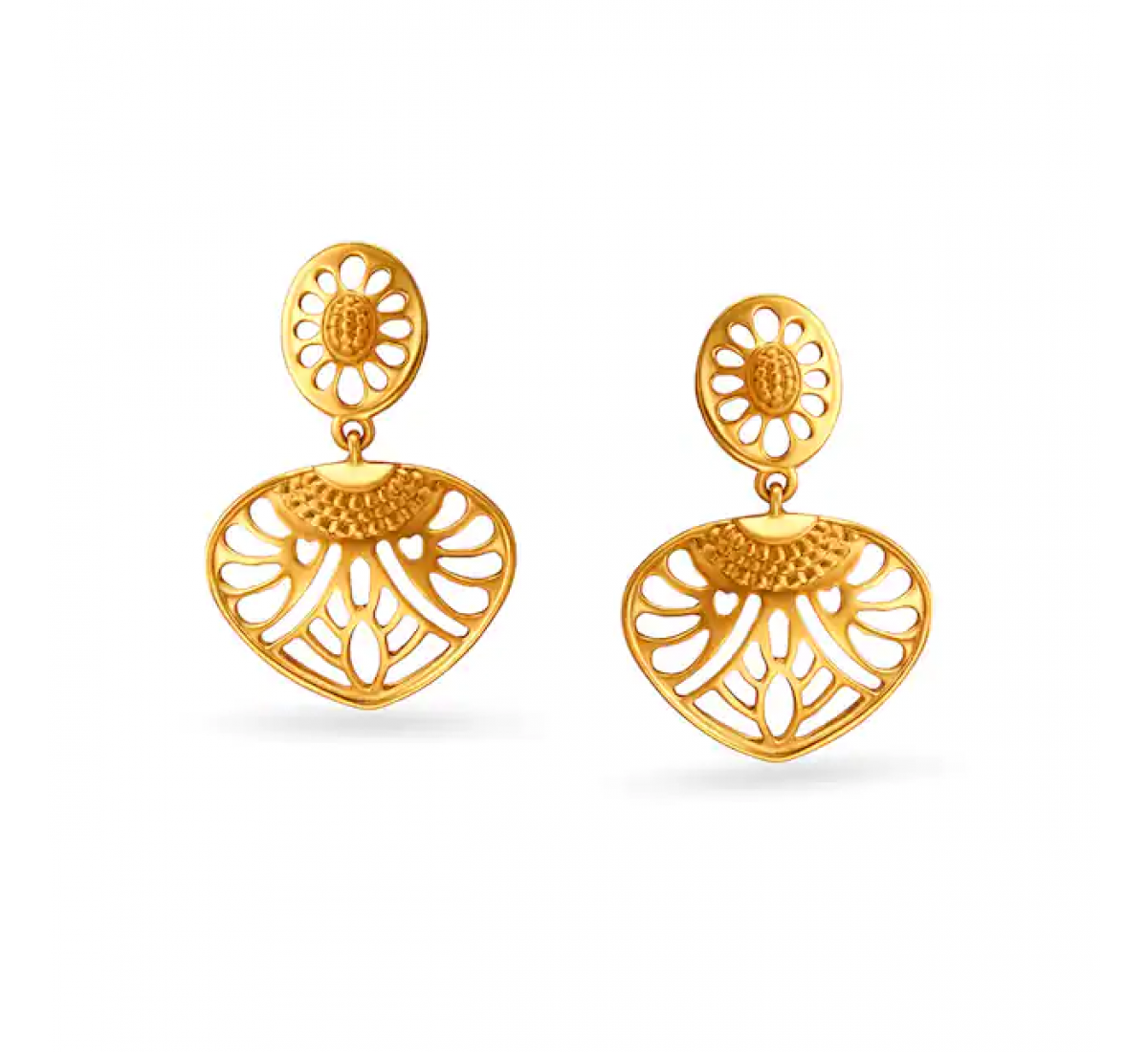 Qays Floral Drop Gold Earrings