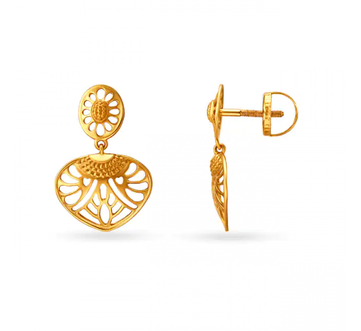 Qays Floral Drop Gold Earrings