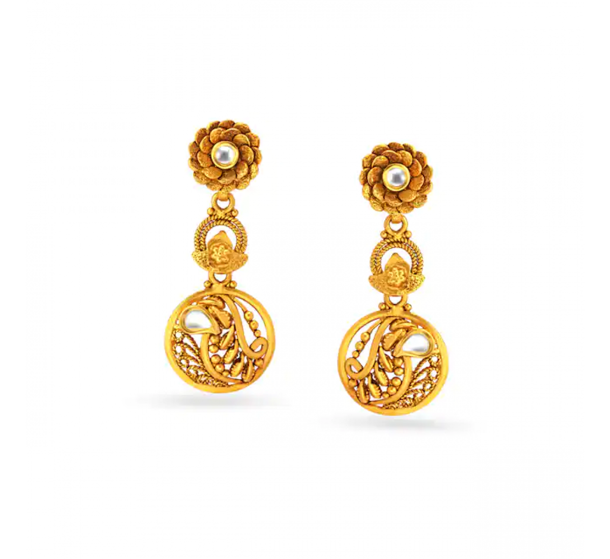 Omna Floral Drop Gold Earrings