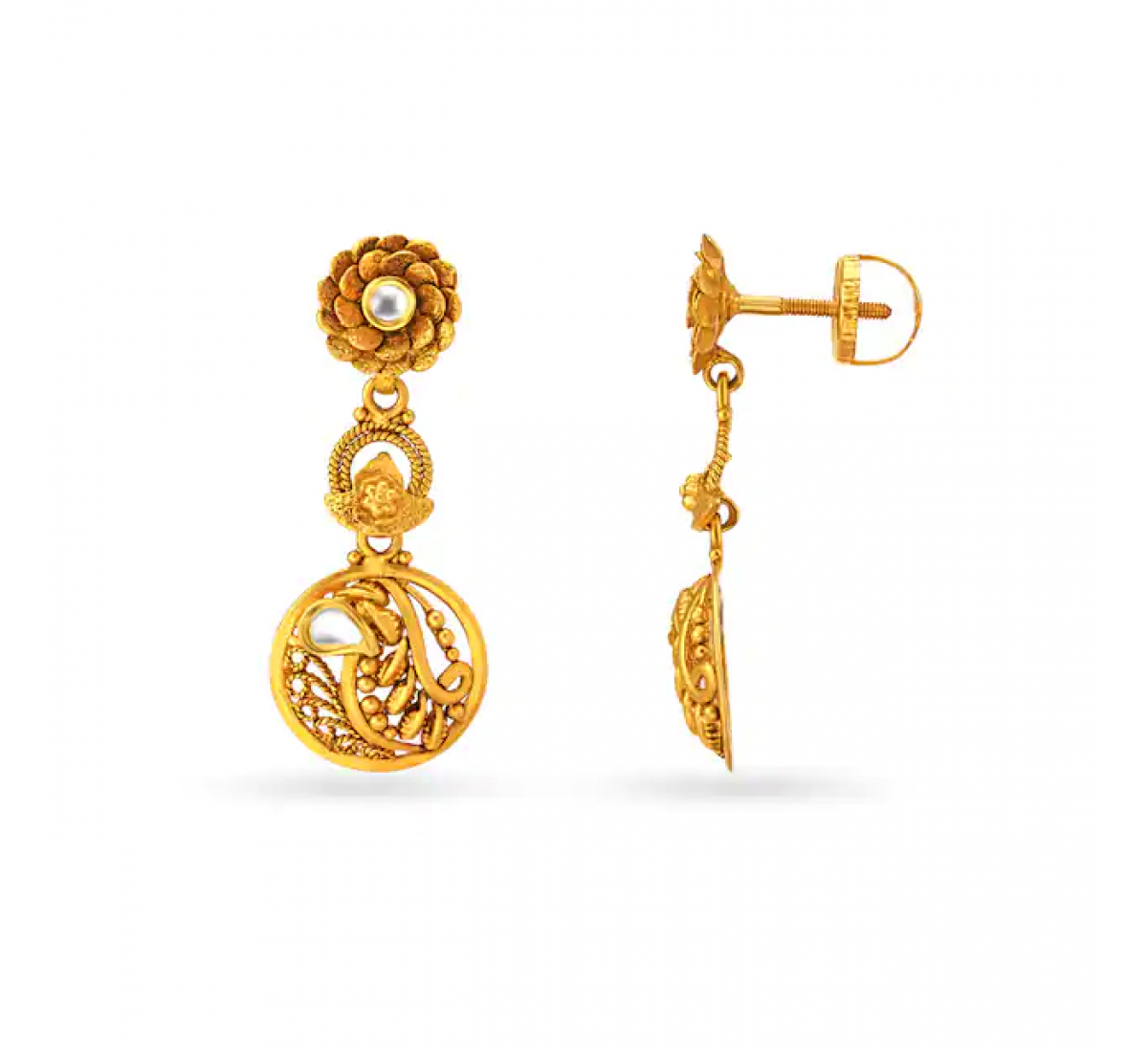 Omna Floral Drop Gold Earrings