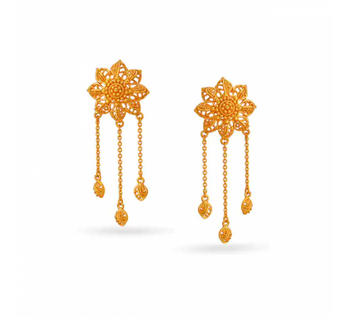 Asmi Floral Drop Gold Earrings