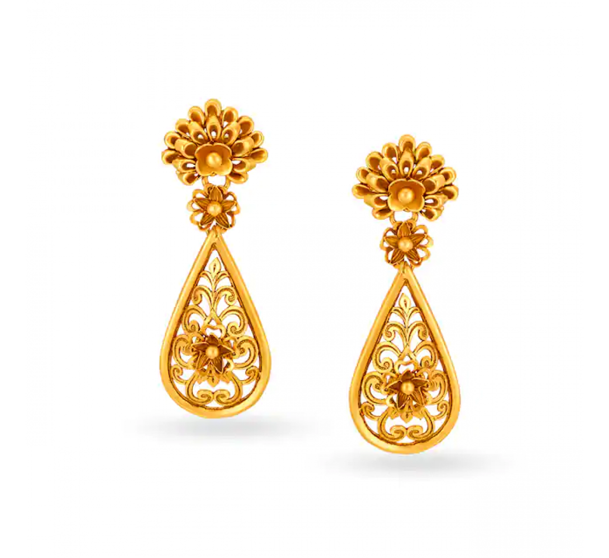 Gold floral drop on sale earrings