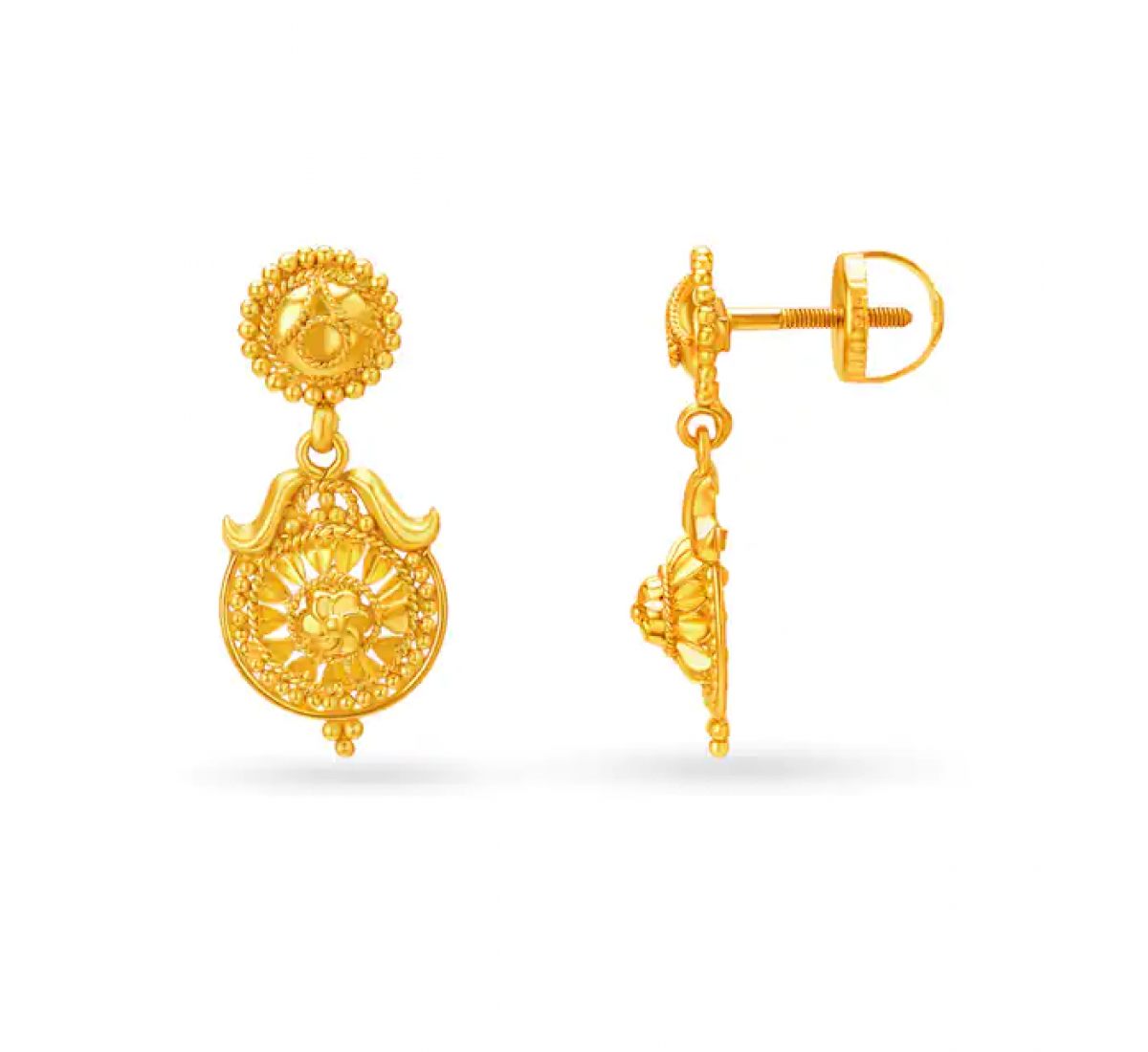 Bhagyavi Drop Gold Earrings