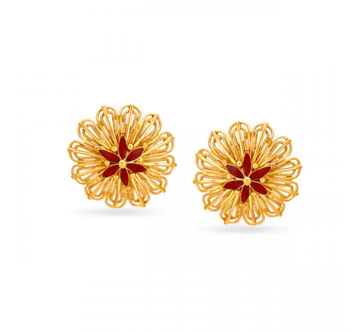 Modern Floral Large Gold Stud