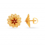 Modern Floral Large Gold Stud