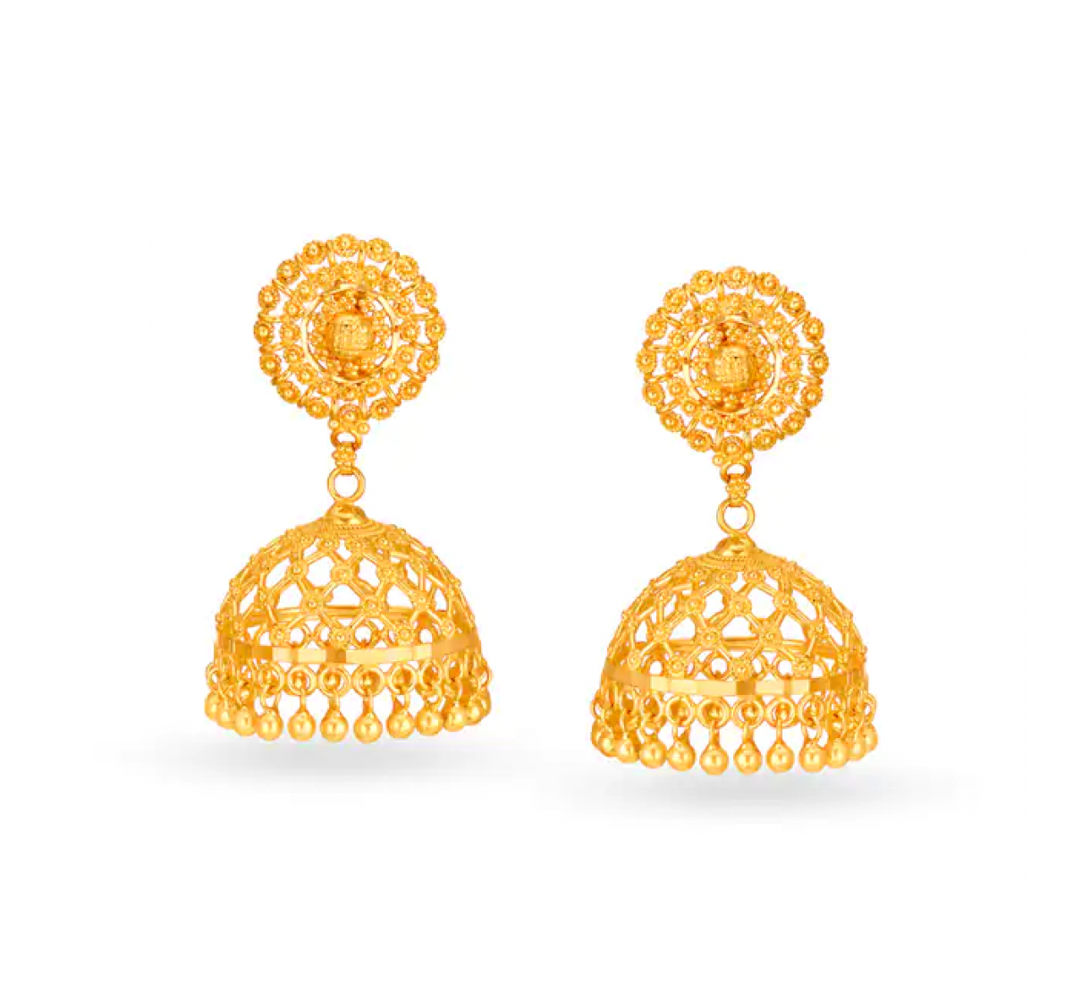 Enchanting Gold Beaded Jhumkas