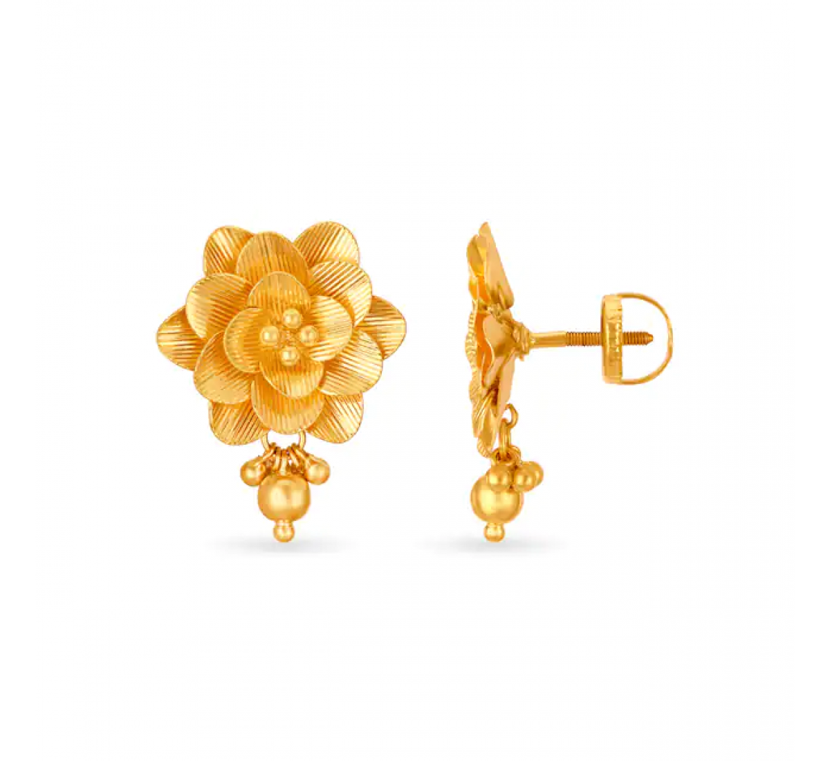 Ekta Floral Drop Gold Earrings