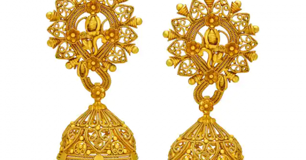 Gold Jhumka From Tanishq - South India Jewels