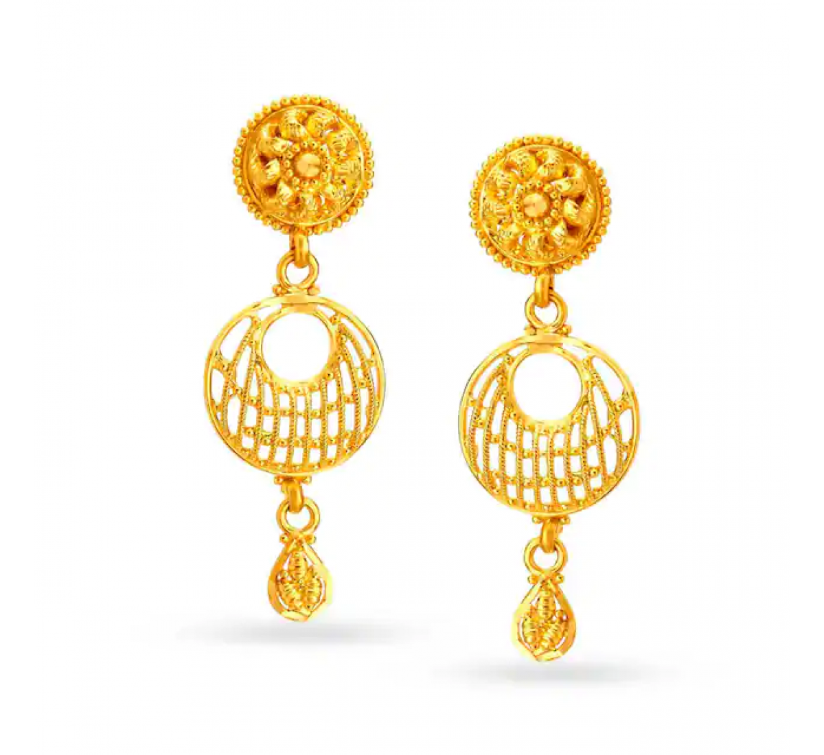 Saya Floral Drop Gold Earrings