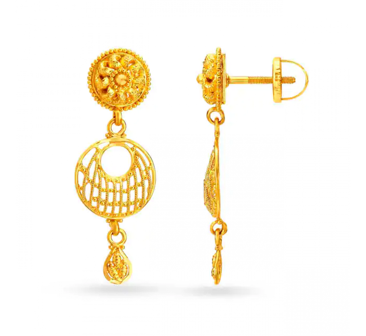 Saya Floral Drop Gold Earrings