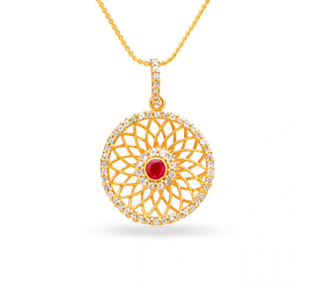 Ruby Floral Gold Pendant