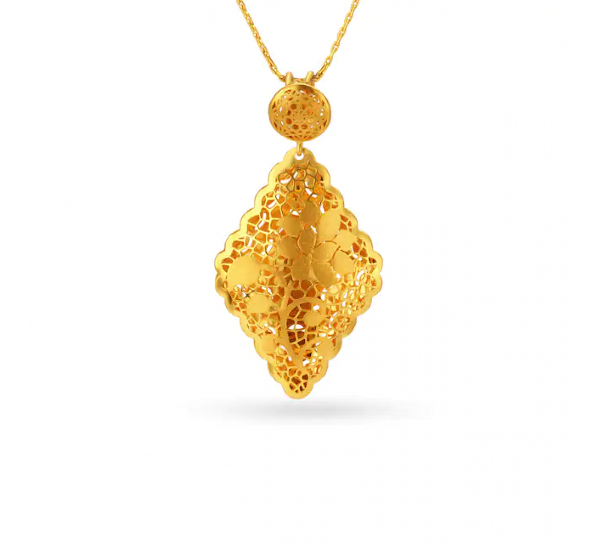 Rhombic Floral Gold Pendant