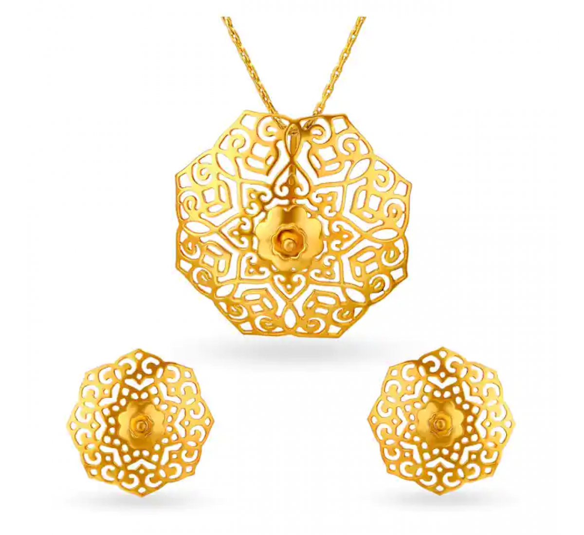 Elv Geometric Gold Pendant Set